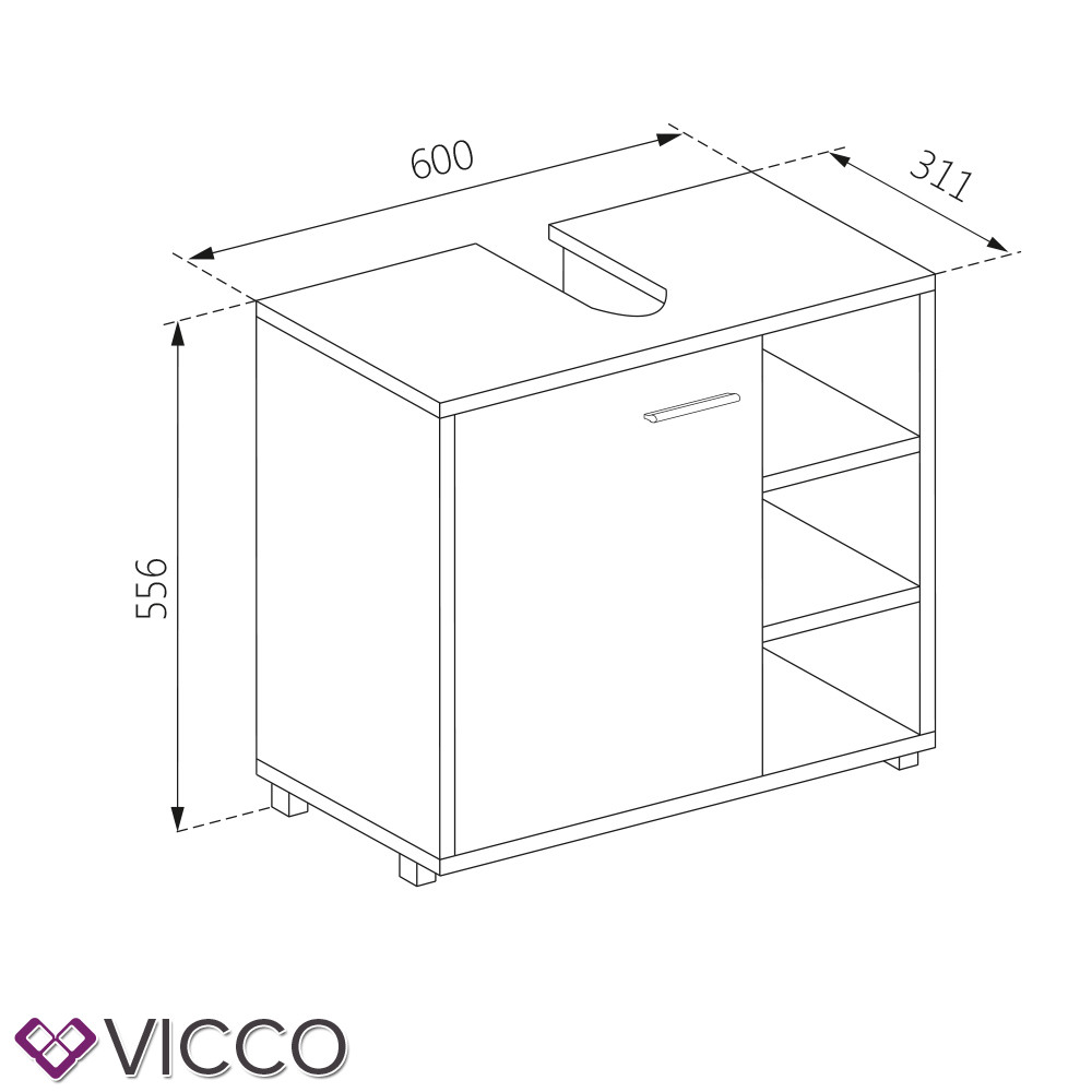 VICCO Waschbeckenunterschrank PERRY Badschrank Kommode Unterschrank