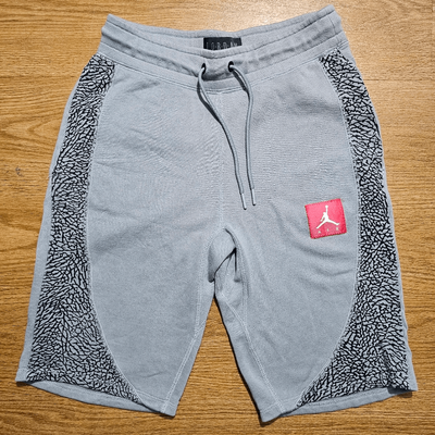 Air Jordan 3 Grey Cement Fleece Shorts Men s Small S Black Red Jumpman Elephant