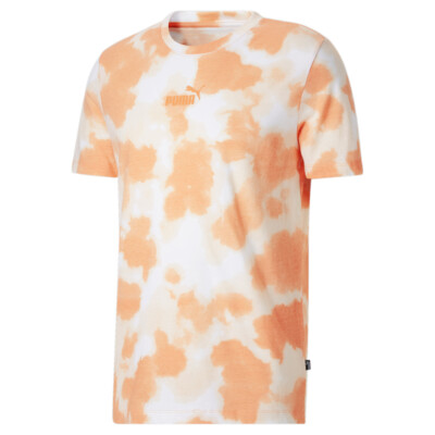 Футболка с круглым вырезом и коротким рукавом Puma Cloud Tie Dye, мужские повседневные топы оранжевого цвета, 678790
