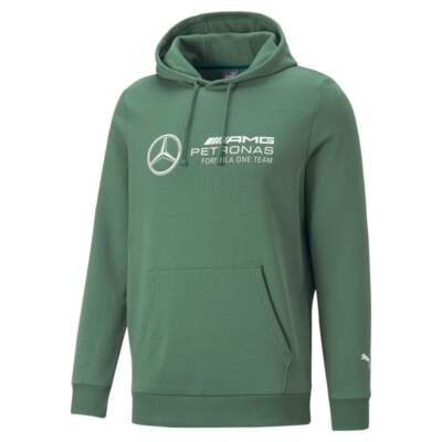 

Puma Mapf1 Ess Fleece Logo Pullover Hoodie Мужская зеленая повседневная спортивная верхняя одежда, Зеленый, Puma Mapf1 Ess Fleece Logo Pullover Hoodie