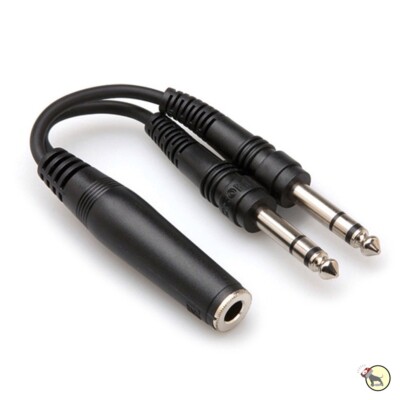 Hosa YPP-308 Y-Cable Splitter Quarter Inch TRS Female to Dual 1/4" TRS Male 6-in