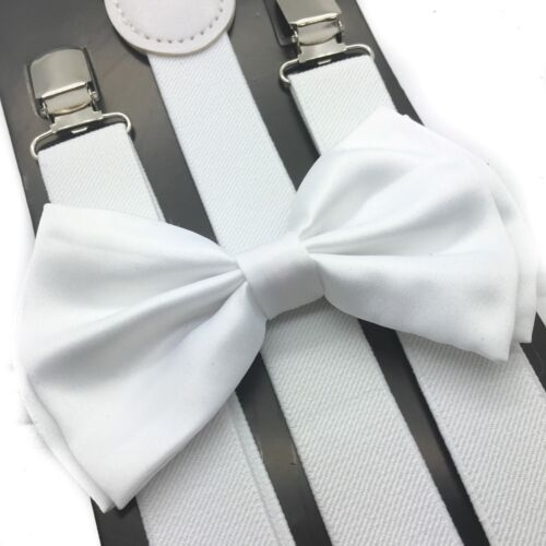 White Suspender And Bow Tie Set Wedding Tuxedo Formal For Adults Men Women (usa)