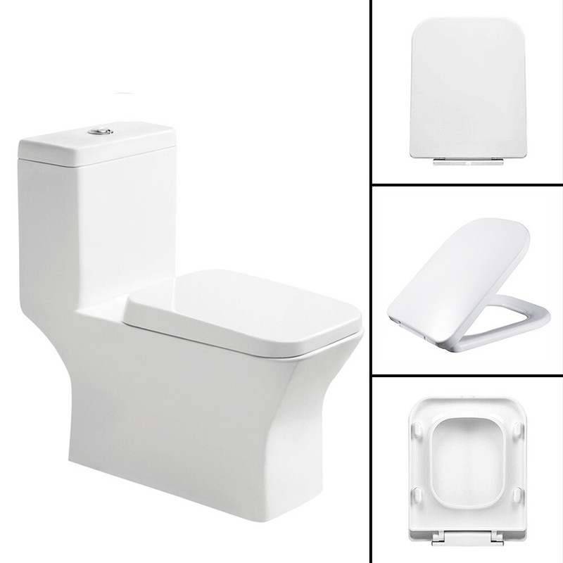 Toilet Seats Luxury White Square Rectangular WC Toilet Seat with Top
