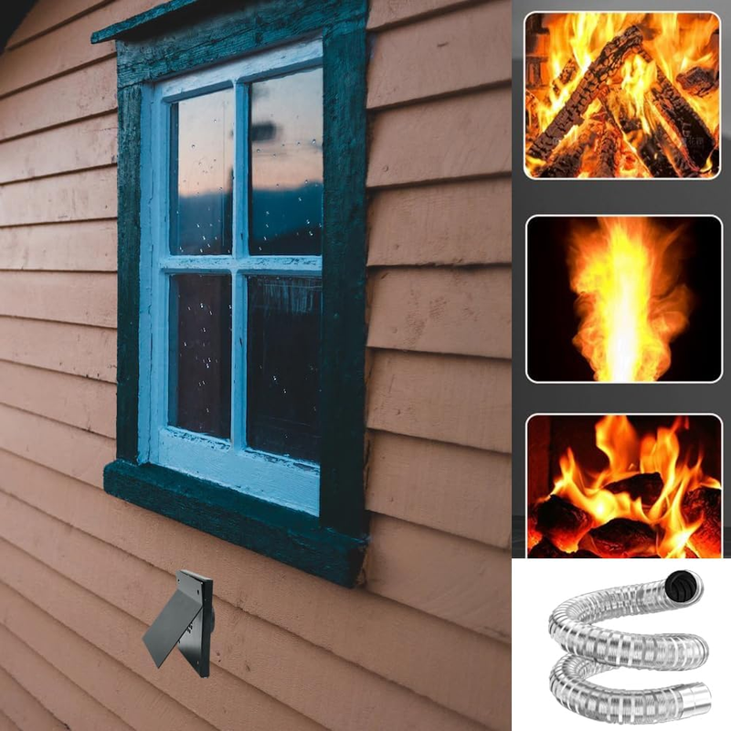 Pellet Stove Vent Pipe Kit,Outside Fresh Air Intake Kit Screen,2"X 60"Aluminum