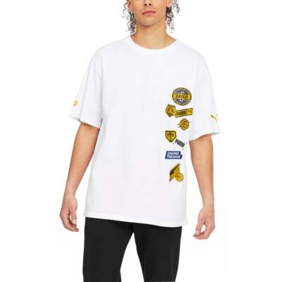 

Puma Gen.G Graphic Crew Neck Футболка с коротким рукавом Мужские белые повседневные топы 5367310, Белый, Puma Gen.G Graphic Crew Neck Short Sleeve T-Shirt