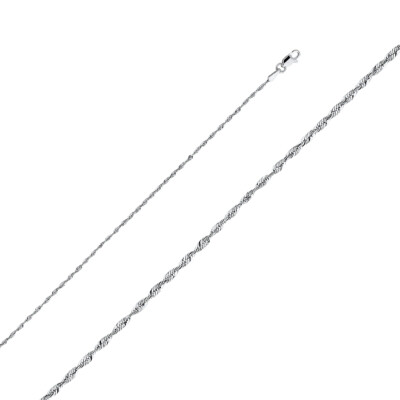 Pre-owned Wellingsale 14k White Gold Solid 1.5mm Solid Rope Chain Necklace
