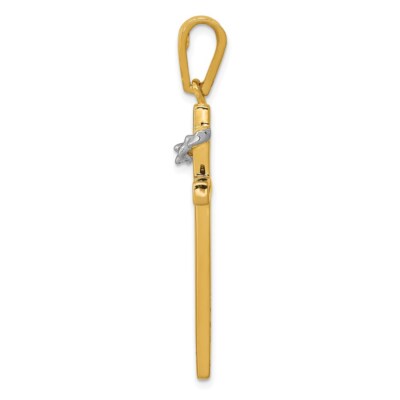 Pre-owned Superdealsforeverything Real 14kt Two-tone Cross W/crown Of Thorns Pendant