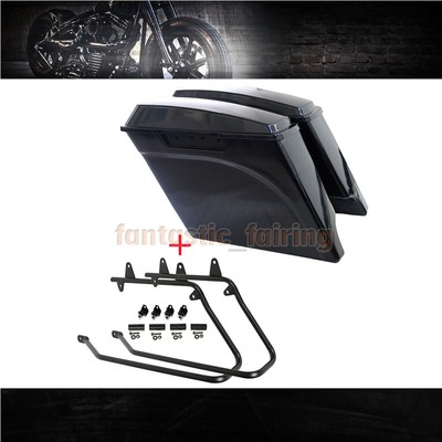 5'' Extended Stretched Hard SaddleBags + Conversion Brackets for Harley Softail