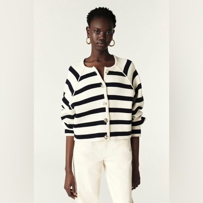 NWT Ba&sh Bash Massimo Striped Cardigan Black White Ecru | size 1 / S