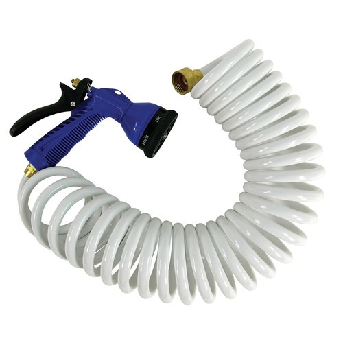 _Whitecap 15' Coiled Hose with Adjustable Nozzle - Polyurethane 3/4