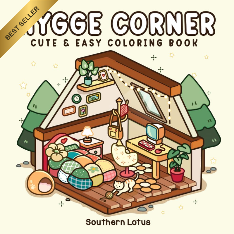 Hygge Corner: Coloring Book for Adults and Teens Featuring Cozy Corners and Pock