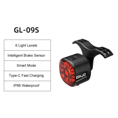 LED Bike Taillight USB Rechargeable Bicycle Smart Brake Sensing Rear Light