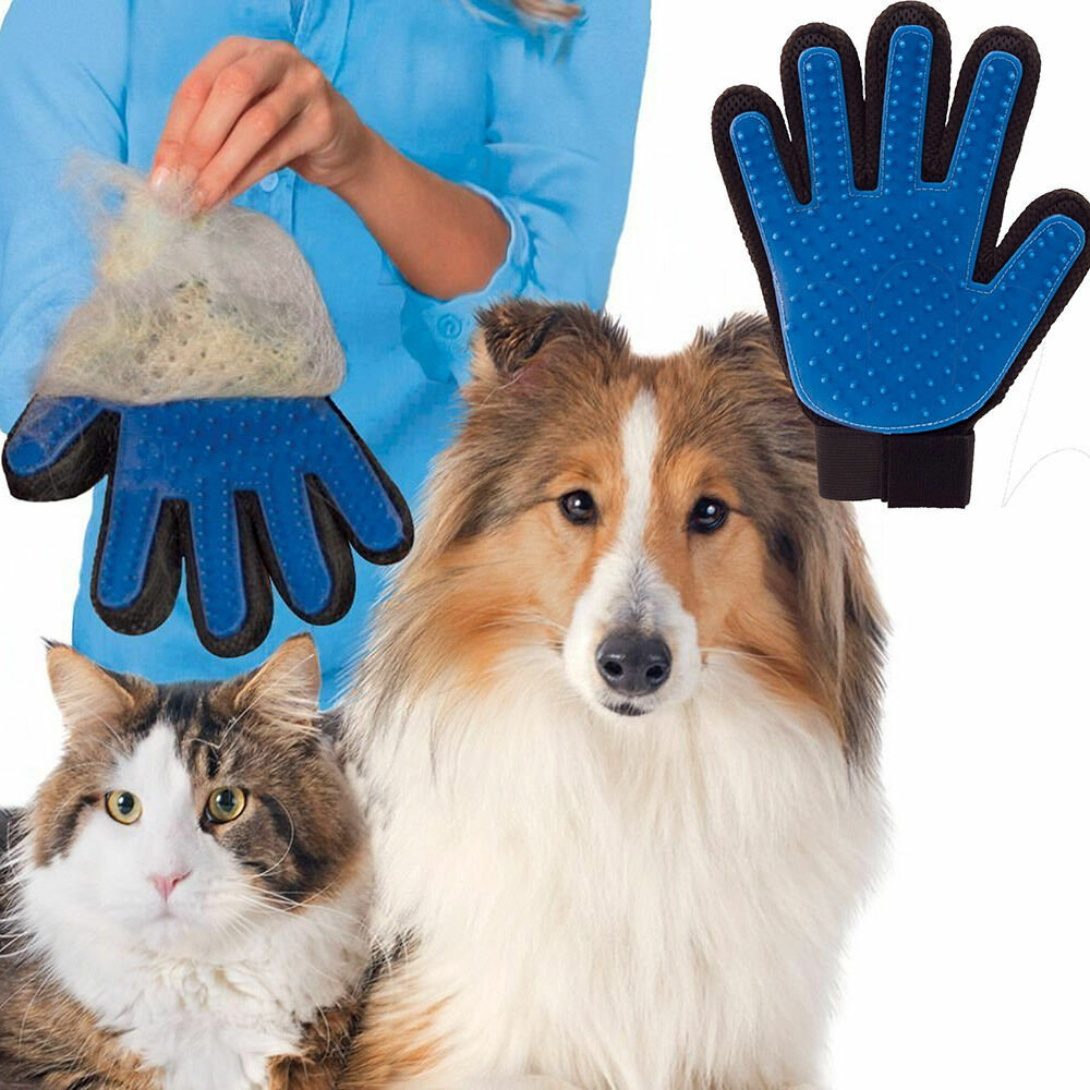 Guanto Spazzola True Touch Cardatore Elimina Peli Massaggiante Cani Gatti cir