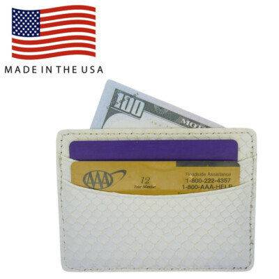 White Matte Genuine Python Skin 5 Pocket Card Case MADE IN USA E