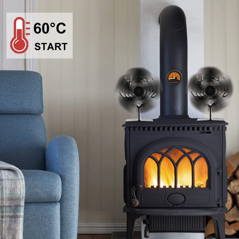 Wood Stove Fan, Large Size Heat Powered Fireplace Fan for Gas/Pellet/Wood Burnin