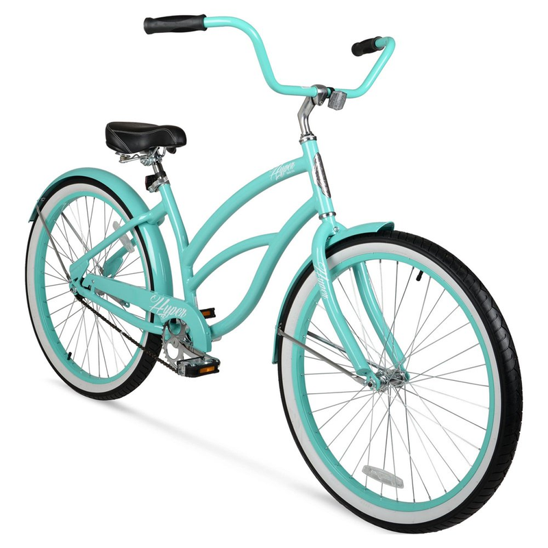 26 in Womens Beach Cruiser Bike Seafoam Single Speed Steel Frame Bicycle Wheels