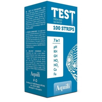 Aquili Test 7 in 100 Strisce Reattive per PH KH NO2 NO3 CA FE CI Acquario Marino