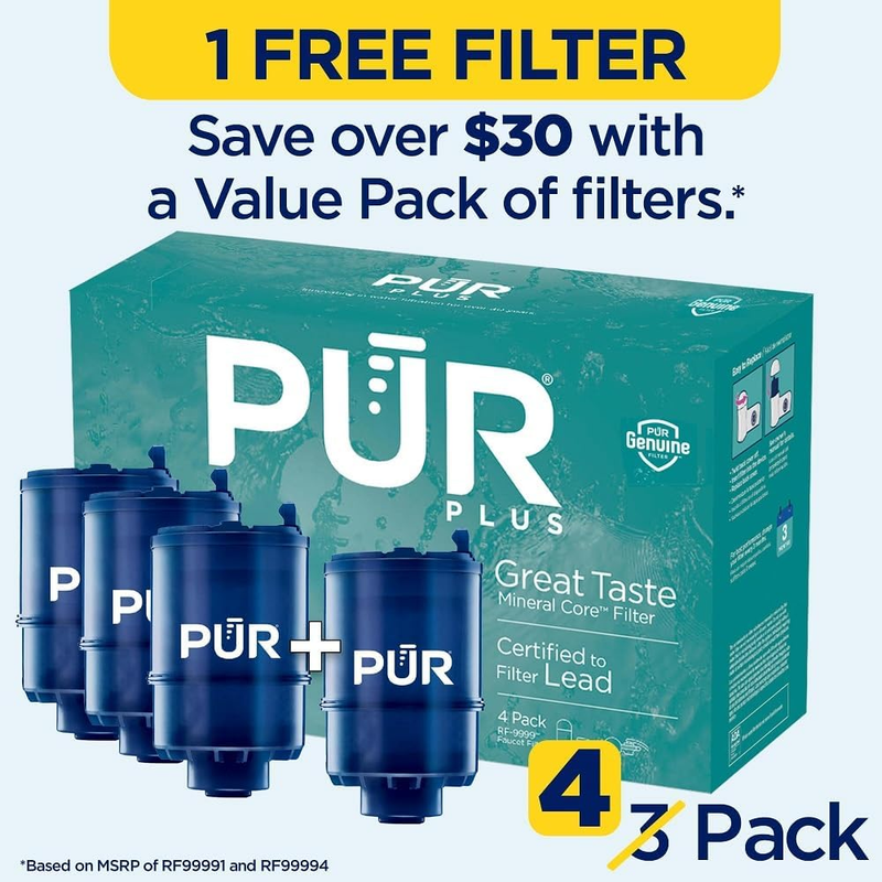 Plus Faucet Mount Replacement Filter 4-Pack, Genuine  Filter, 3-in-1 Powerful, N