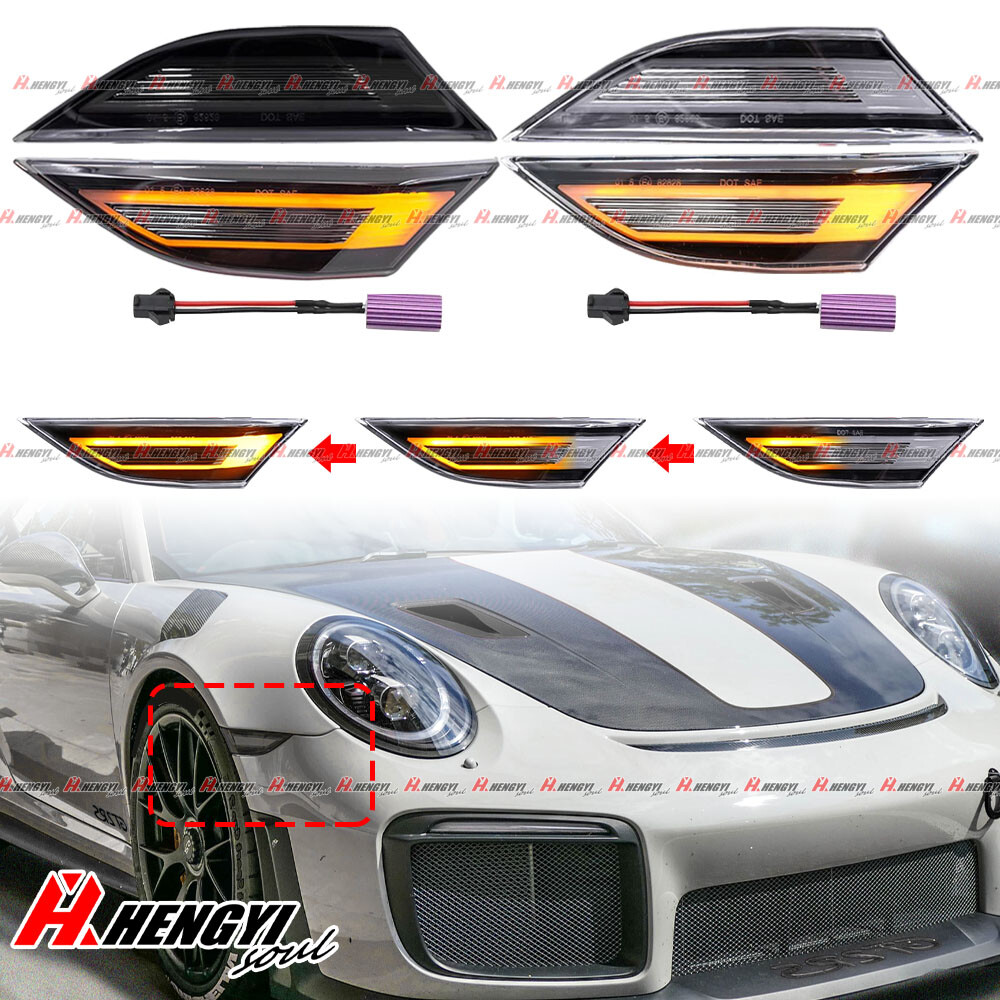 Dynamic LED Side Marker Light For PORSCHE 911 2012-2019 718 Boxster Cayman 17-18