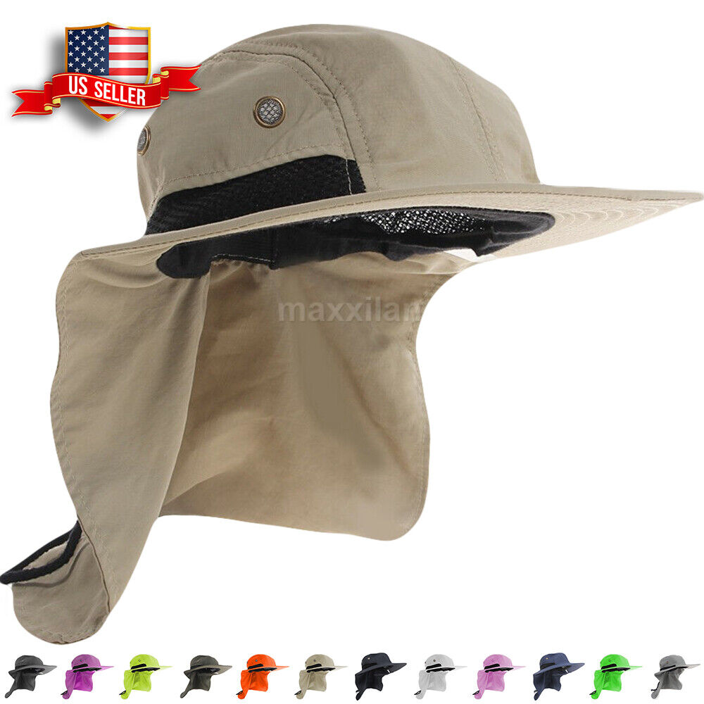 For Men Wide Brim Ear Neck Cover Sun Flap Bucket Hats Outdoo