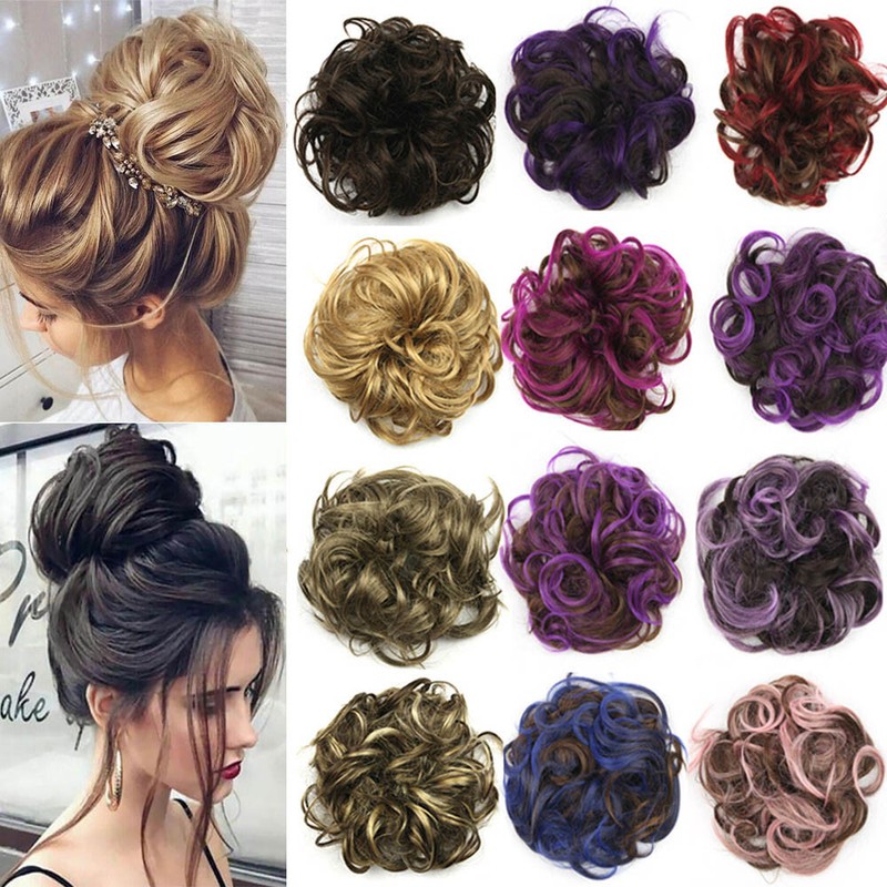 Curly Messy Bun Hair Piece Scrunchies Thick Fake Hair Extension