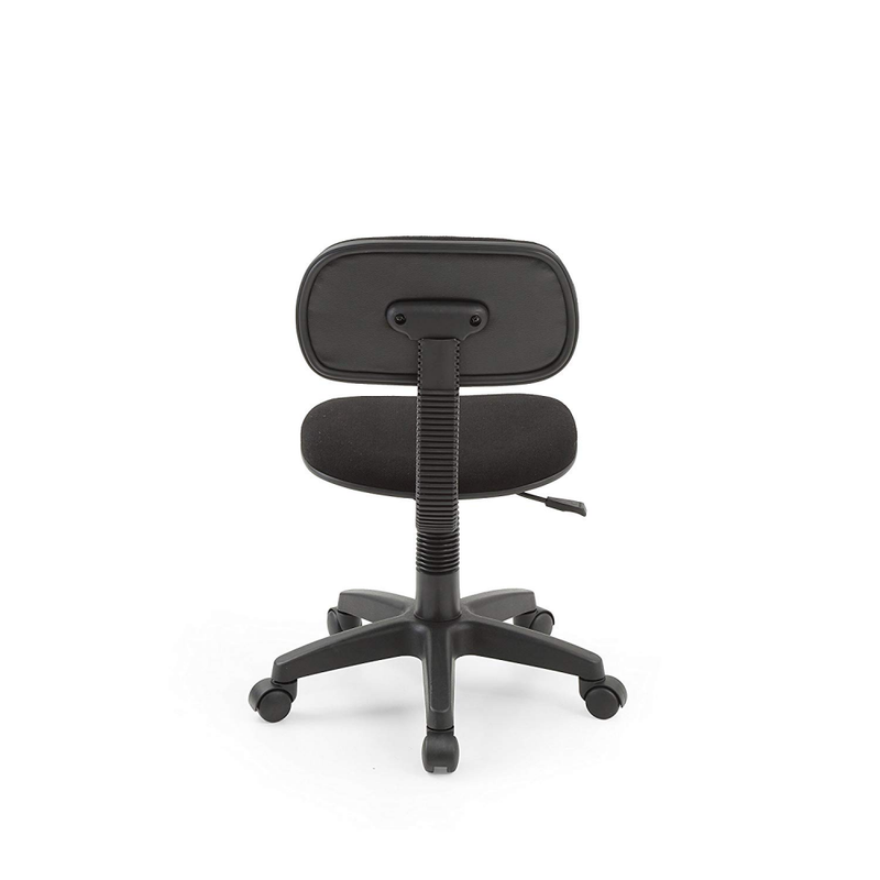Hodedah Armless, Low-Back, Adjustable Height, Swiveling Task Chair with Padded B