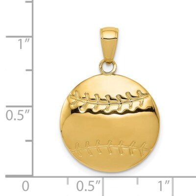 Pre-owned Superdealsforeverything Real 14kt Yellow Gold Polished Baseball Charm