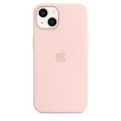 Genuine / Official Apple iPhone 13 Silicone MagSafe Case / Cover - Chalk Pink