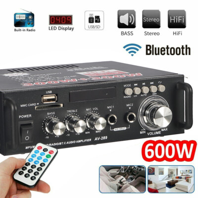 600W bluetooth 5.0 Power Amplifier Stereo Amplifier Audio 5 CH AMP Car&Home NEW