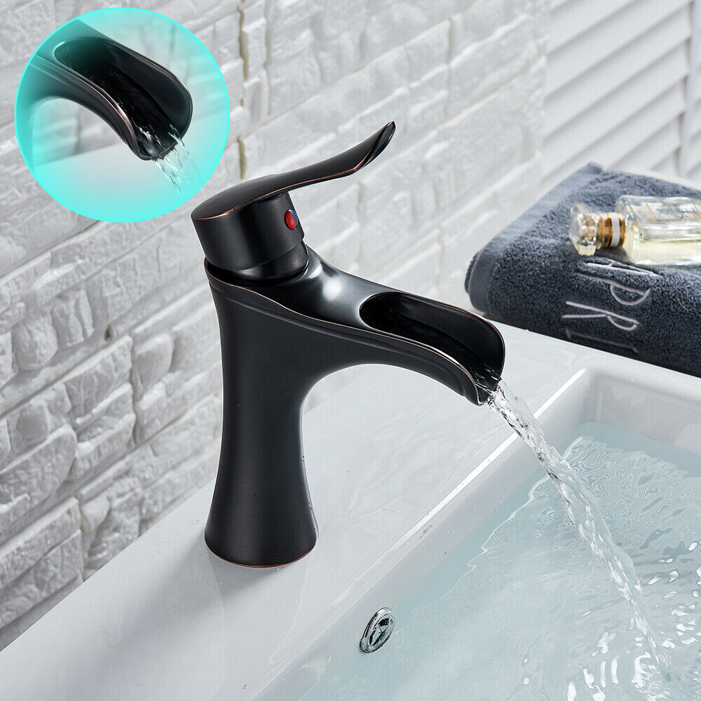 schwarzer Wasserfall Waschbecken Mixer Wasserhahn Bad Armatur