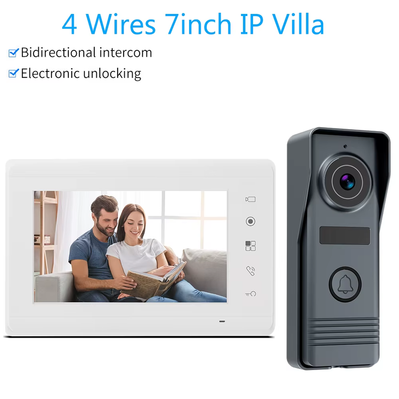 7inch Color Wired Video Intercom System Visual Doorphone Camera Video Doorbell D