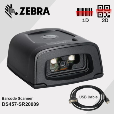 Zebra DS457-SR20009 Desktop USB Fixed Mount 1D 2D Barcode Scanner with USB Cable