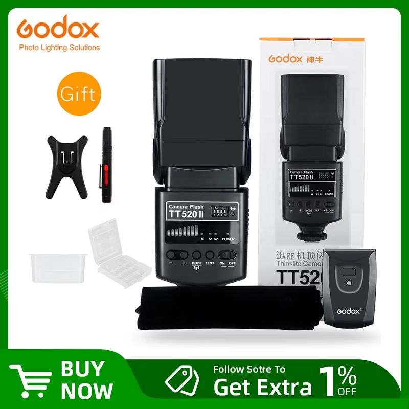 Godox TT520 II Flash TT520II with Build-in 433MHz Wireless Signal + Flash Trigge