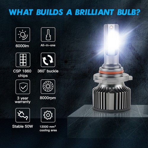 Bevinsee 9005 & 9006 Combo CSP LED Headlights Kit 6000LM High Low Beam 4x Bulbs