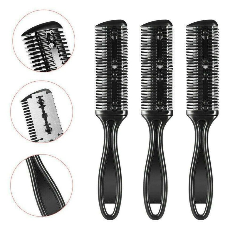 3 PCS Hair Brush Cutter Comb Beard Trimmer Cut Thinning Slice Hair Shaper Razor