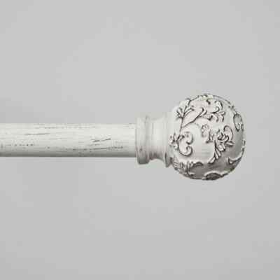 Vine 66-120'' Adjustable 1'' Single Curtain Rod Distressed White