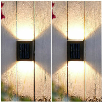 2PCS  Solar LED Wall Lights Outdoor Garden Pathway Stairs Step Fence Wall Lamp