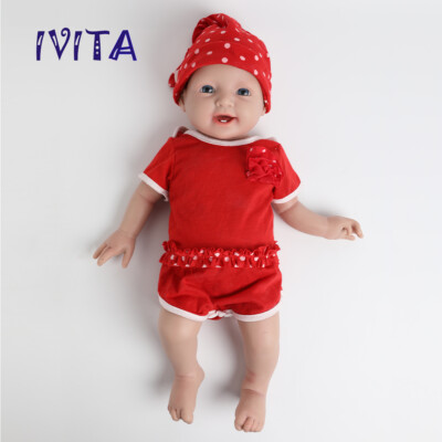 IVITA 20''Big Boy and Girl Doll Reborn Baby Full Silicone Doll Xmas Gifts