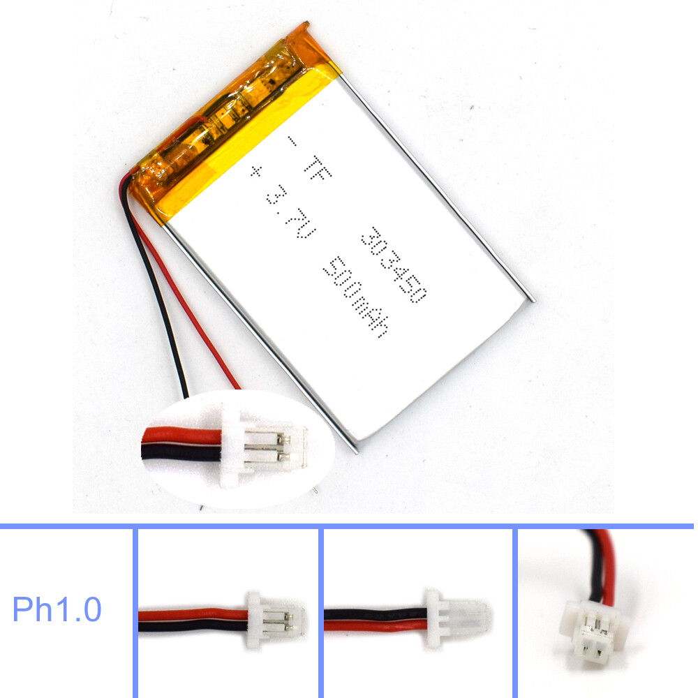 3.7V 500mAh Lipolymer 303450 Battery Rechargeable Cell for L
