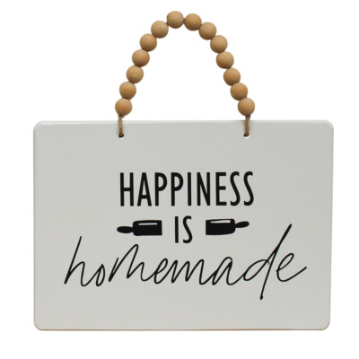 Country Farmhouse White Happiness is Homemade Wooden Sign