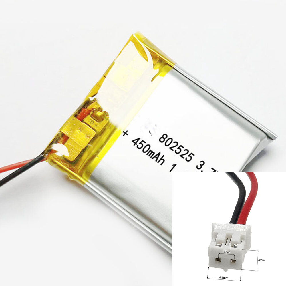 Rechargeable 3.7V 450mAh 802525  Polymer Ion Battery For SMA