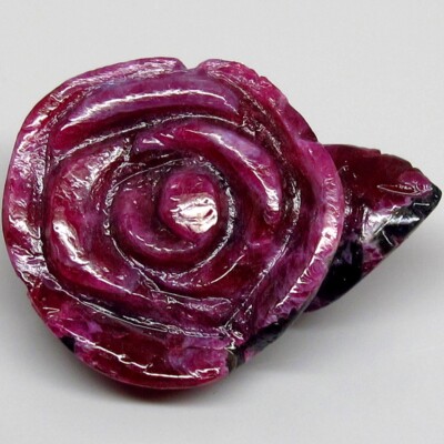 VIVACIOUS! 28.85ct.Lover Collection Rose Carving Unheated Red&Green Ruby Zoisite