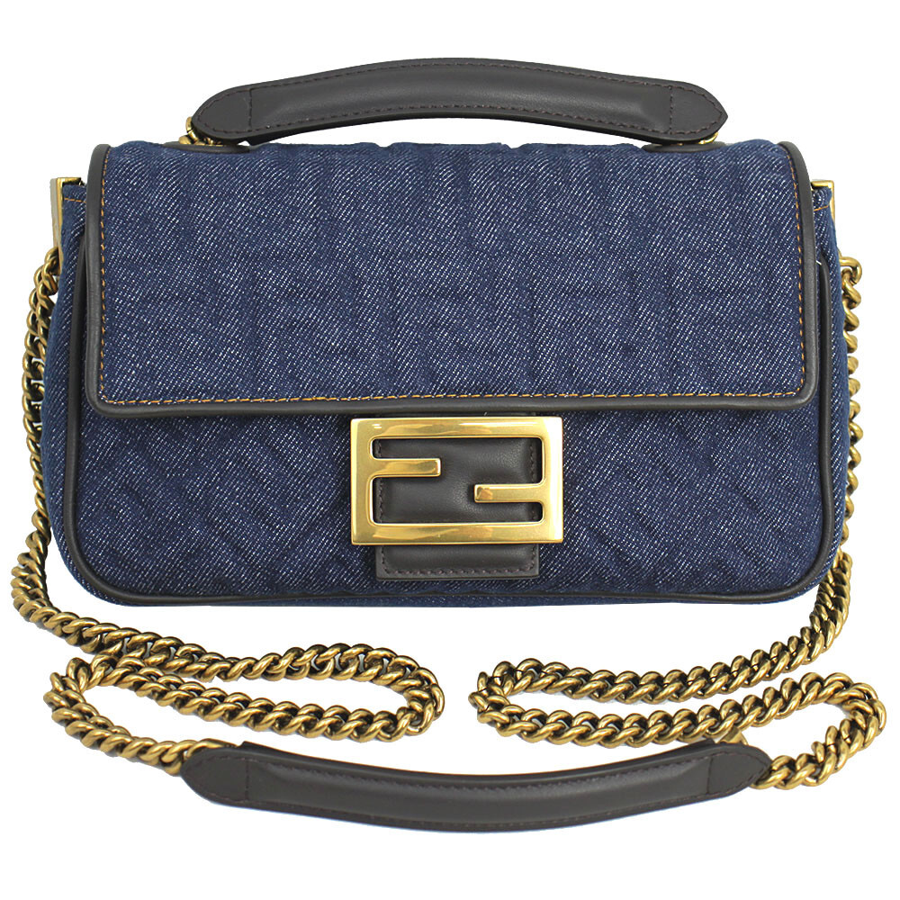 FENDI ターバン Brand New Fendi Baguette Re-Edition bag in blue denim 8BR793