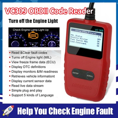 VC309 Check Engine Fault Automotive Engine Fault Light OBD2 Scanner Code Reader