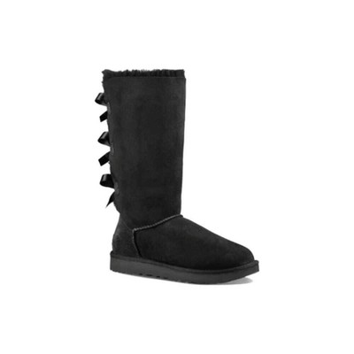 Pre-owned Ugg Bailey Bow Tall Ii Black W-1016434-blk Women's