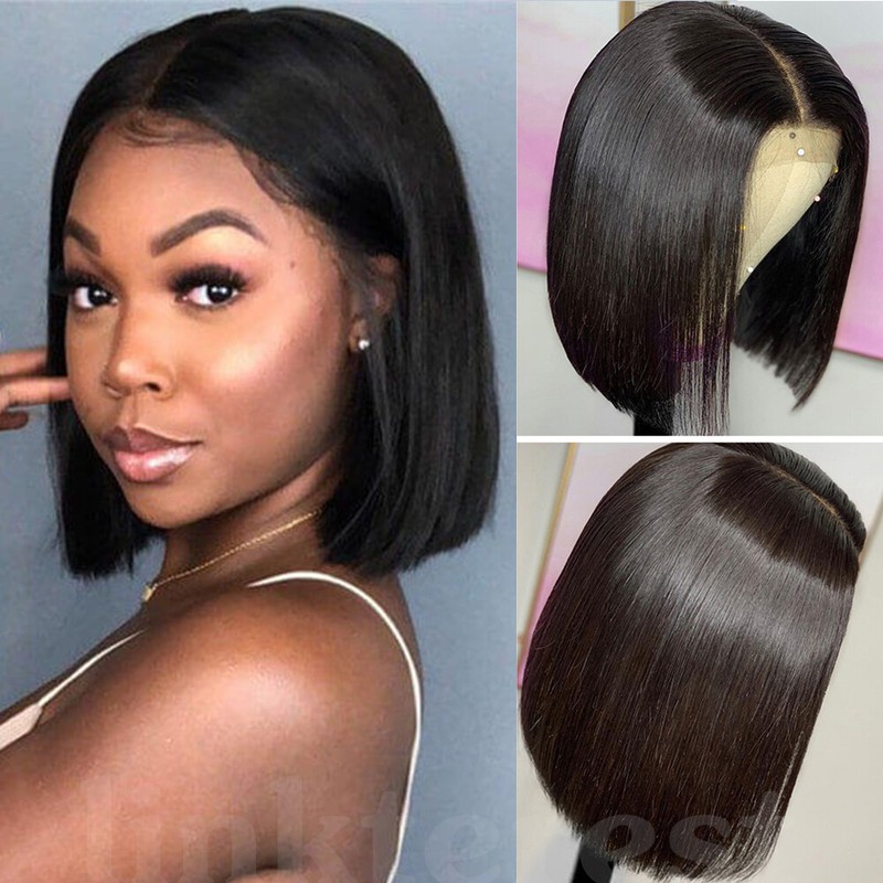 Womens Fashion Bob Lace Front Wig European Virgin Human Hair Wigs
