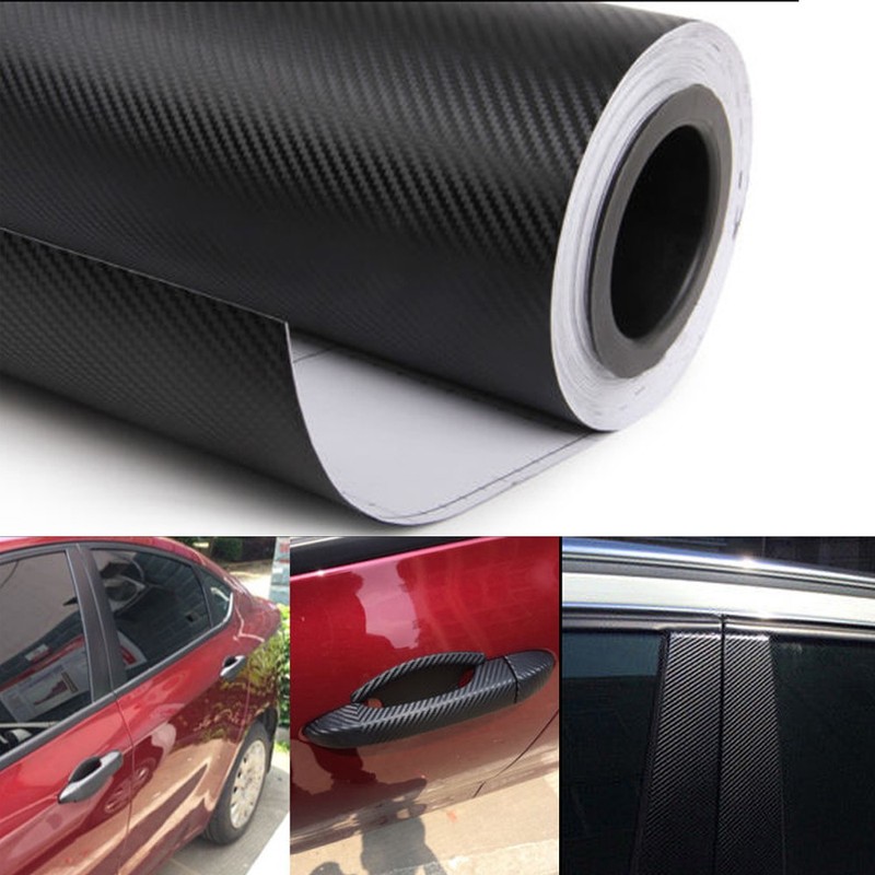0 4m 3d Car Panel Black Carbon Fiber Wrap Sticker Decal Interior