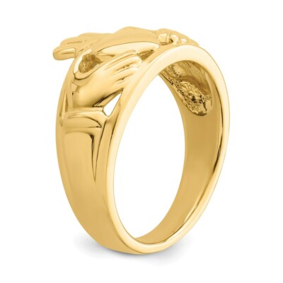 Pre-owned Superdealsforeverything Real 14kt Yellow Gold Polished Ladies Claddagh Ring S:6