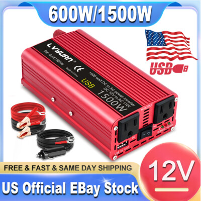 1500W Power Inverter DC 12V to AC 110V 120V Converter Van Adapter Charger Outlet
