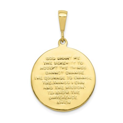 Pre-owned Superdealsforeverything Real 10k Yellow Gold Praying Hands Reversible With Serenity Prayer Pendant